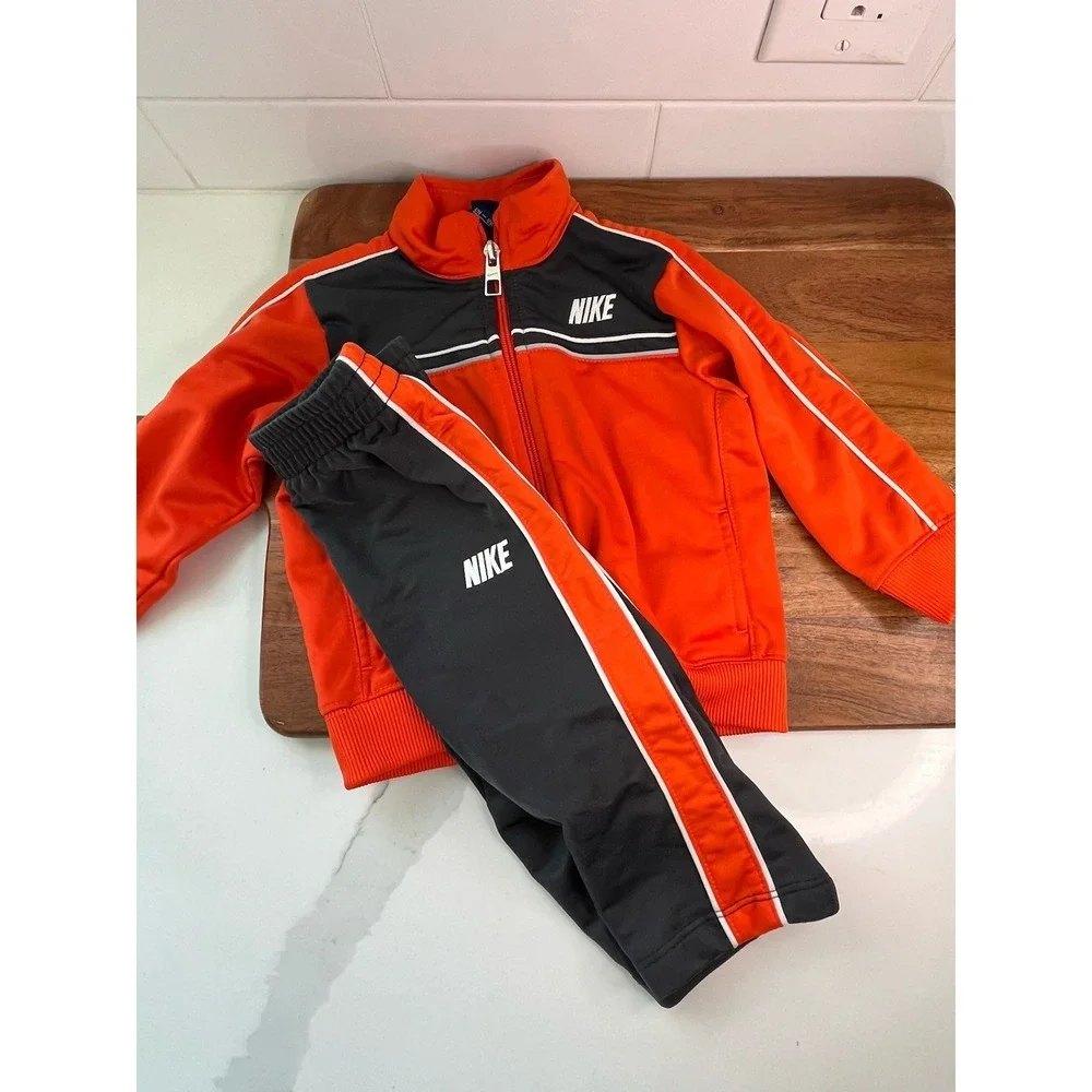 Nike‎ Toddler Track Suit 2-Piece Set Orange Gray Size 12 Months Jacket Pants